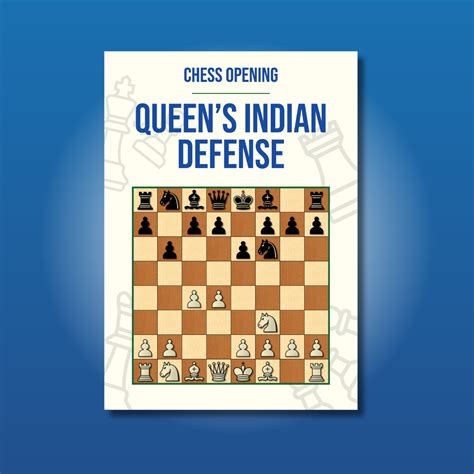 Queen’s Indian Defense Chess Opening Poster – White Background | Chess Cheat Sheets