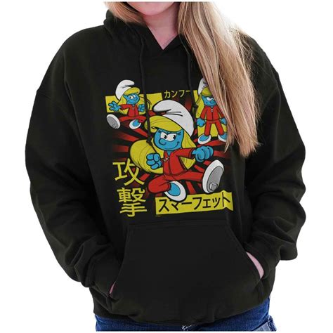 Smurfs Kung Fu Smurfette Otaku Girl Power Womens Hooded Sweatshirts