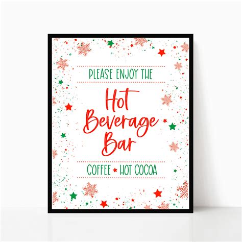 Coffee and Hot Cocoa Bar Sign, Hot Chocolate Station, Hot Beverage Bar, Hot Drinks, for ...