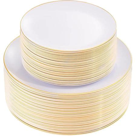 Amazon Nervure 100 Pieces Gold Plastic Plates 10 25inch Gold