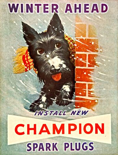 Champion Spark Plug Cover Art – Campbell's Scottish Terriers