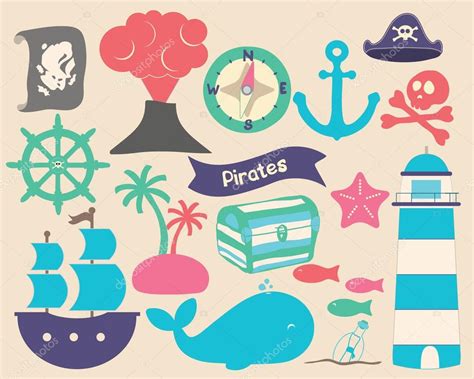 Conjunto de iconos piratas vector gráfico vectorial Niffi imagen