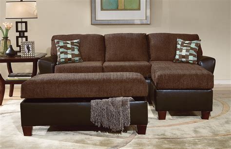 Two Tone Brown Contemporary Living Room W Cushioned Seats