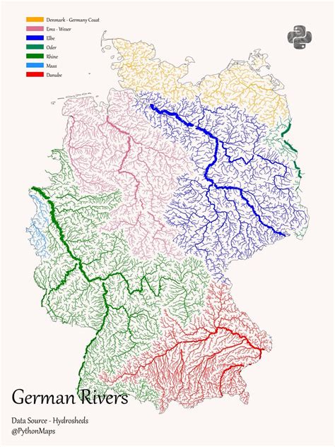 German Rivers This Map Shows The Rivers Of Maps On The Web