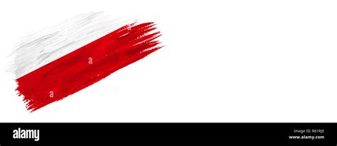 Brushes Painted Flag Hand Drawn Style Flag Of Poland Isolated On White