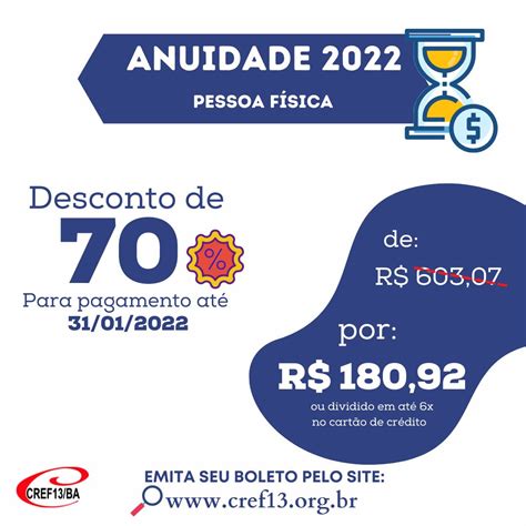 ANUIDADE 2022 CREF13 BA