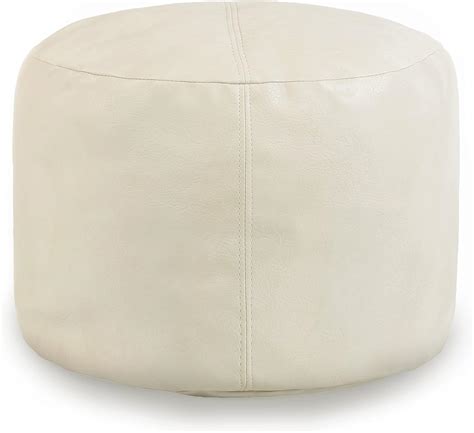 Thgonwid Unstuffed Faux Leather Pouf Cover Handmade Footstool Ottoman