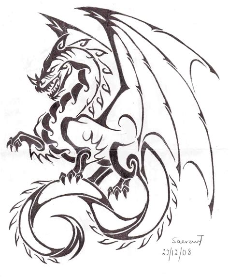 Simple Dragon Line Drawing At Getdrawings Free Download