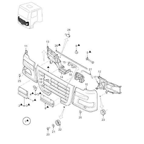 Grade Central Parachoque Para DAF XF105 1635802 VPereck Peças e