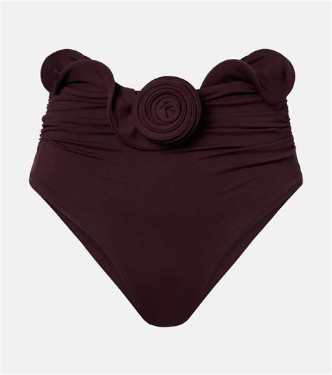 Floral appliqué bikini bottoms in burgundy Magda Butrym Mytheresa