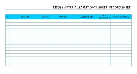 Printable MSDS Data Sheets