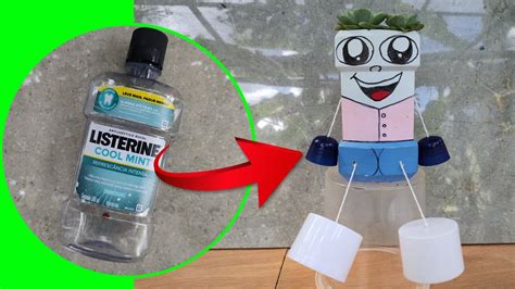 DIY Transformei Vidro De LISTERINE Em Um VASO Em Forma De BONECO