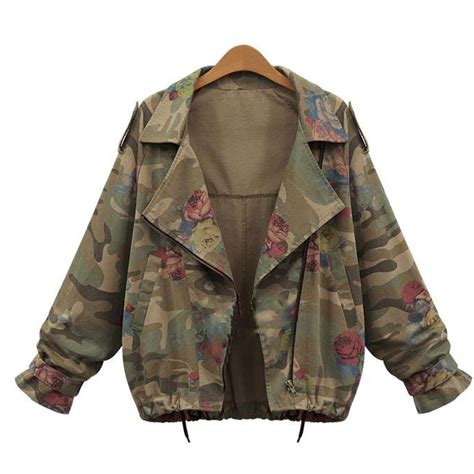 S Xxl 2015 New Womens Army Green Camouflage Jackets Coat Zipper Cardigans Denim Jackets Women