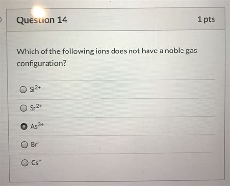 Solved Question Pts Which Of The Following Ions Does Chegg