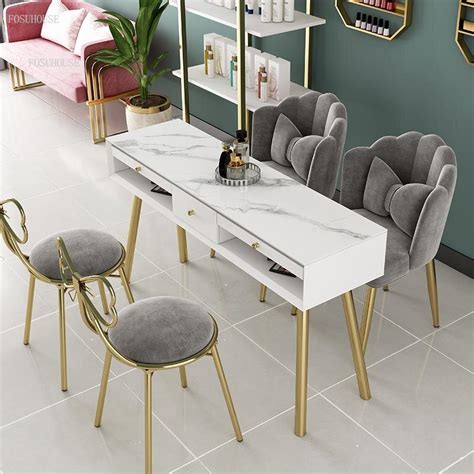 Nordic Salon Furniture Double Nail Tables Modern Nail Tables And Chair