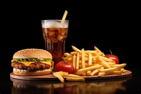 Premium AI Image Deal Of Pizza And Burger And Drink And Fries