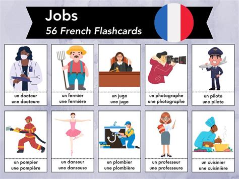 French Jobs Flashcards French Professions Vocabulary Montessori