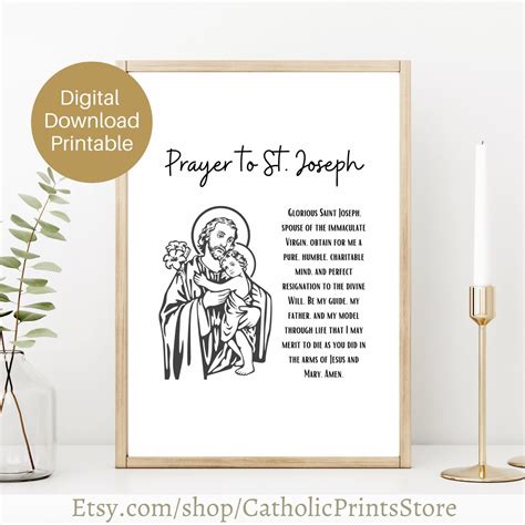 Printable St. Joseph Prayer Digital Print 8x10 5x7 8x8 and | Etsy