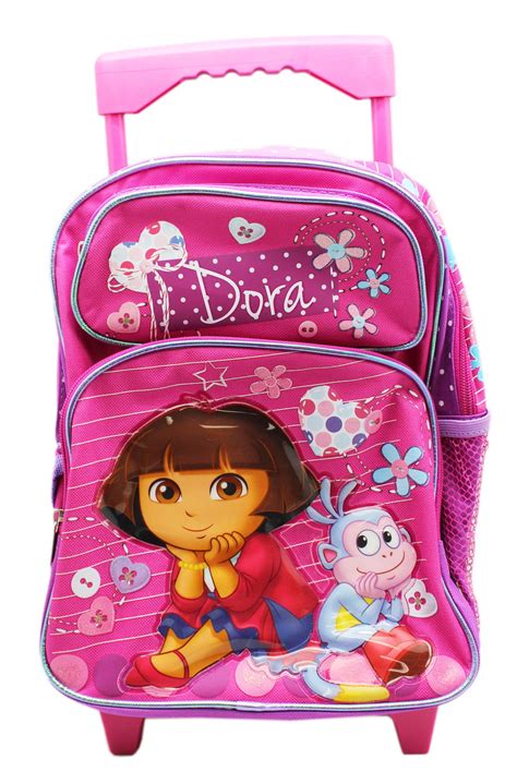 Dora the Explorer Love and Flowers Hot Pink Preschool Rolling Backpack ...