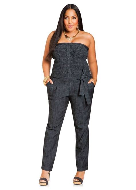 Ashley Stewart Denim Tube Top Jumpsuit Denim Tube Top Tube Top