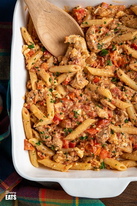 Baked Feta Pasta With Chicken Viral Tiktok Recipe Slimming Eats