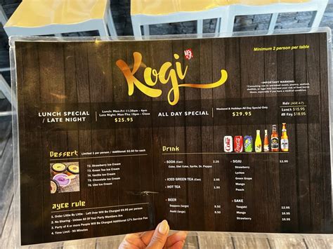 Menu | Kogi Korean BBQ - Las Vegas