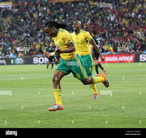 South Africa's Siphiwe Tshabalala celebrates scoring his sides opening ...