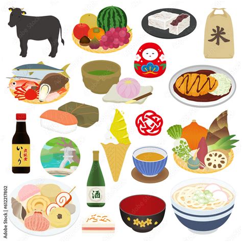 石川県の名物のイラストセット Stock Vector Adobe Stock