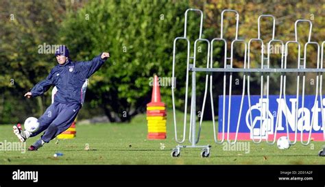 Manchester United S David Beckham Taking A Free Kick Around A Training