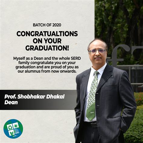 " Graduation message to SERD students from the Dean, Prof. Shobhakar