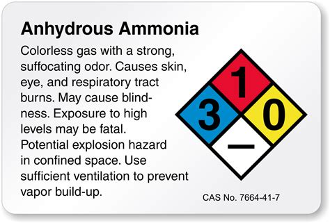 Anhydrous Ammonia NFPA Chemical Hazard Label, SKU: LB-1592-013