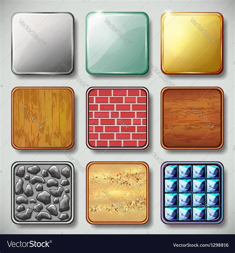 Texture background application icon set Royalty Free Vector