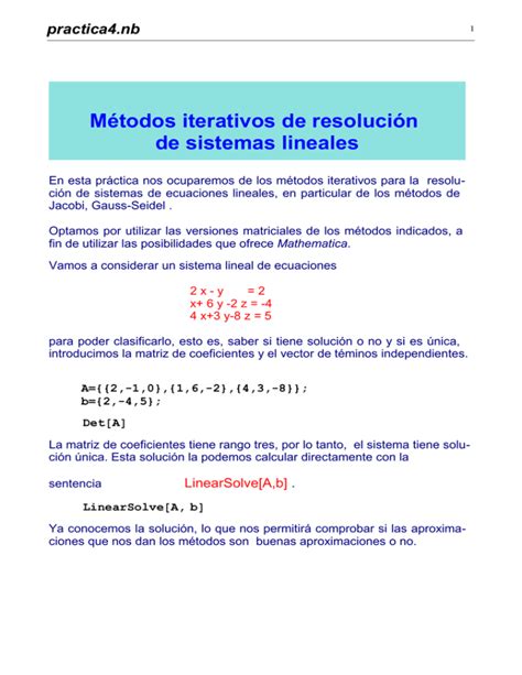 M Todos Iterativos De Resoluci N De Sistemas Lineales