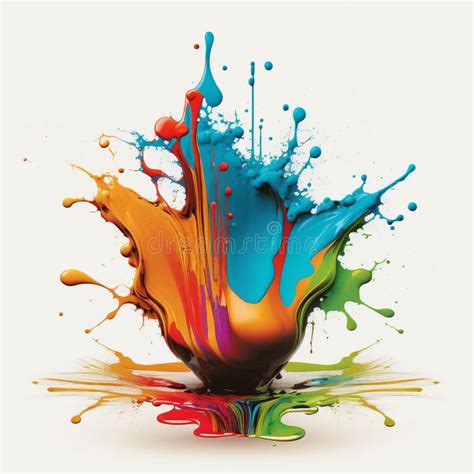 Splash Of Multi Colored Paints On A White Background Stock Illustration