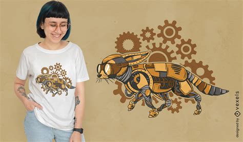 Descarga Vector De Diseño De Camiseta Animal Zorro Steampunk