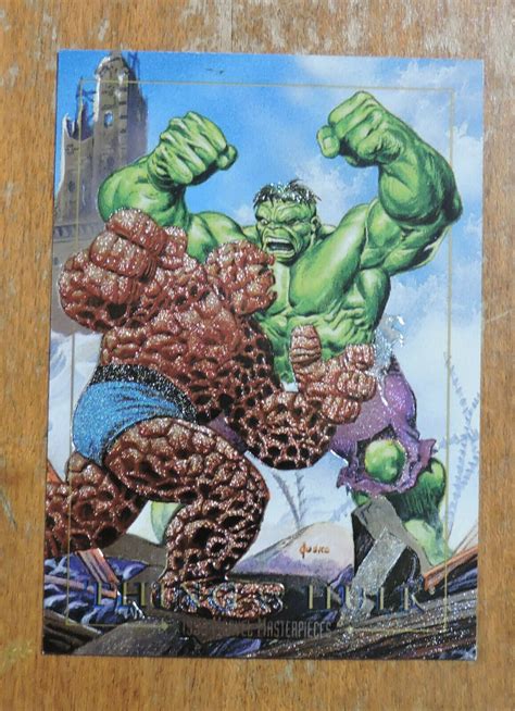 Mavin 1992 Skybox Marvel Masterpieces Thing Vs Hulk Spectra Etch