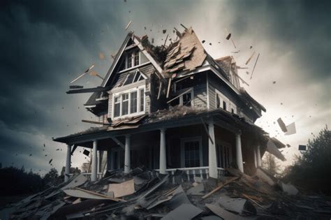 Premium AI Image House Destruction Symbolizing Housing Market Crash