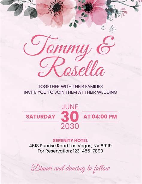 Modern Texture Floral Wedding Invitation Flyer Template Venngage