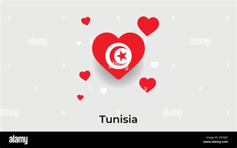 Tunisia Country Heart Love Tunisia National Flag Vector Illustration