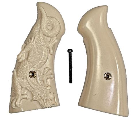 Smith And Wesson K And L Frame Ivory Like Grips Square Butt With Dragon