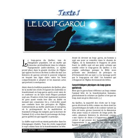 Lecture sec 3 Évaluation loup garou