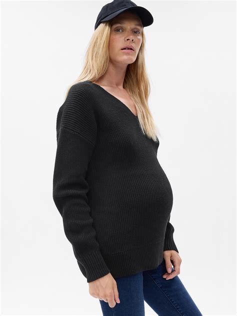 Maternity V Neck Rib Sweater Gap