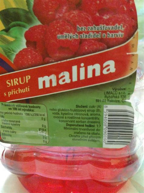 Podrobn Informace O Potravin Malinov Sirup