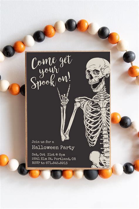 Halloween Party Invitation Halloween Invitation Template Skeleton Invite Adult Halloween