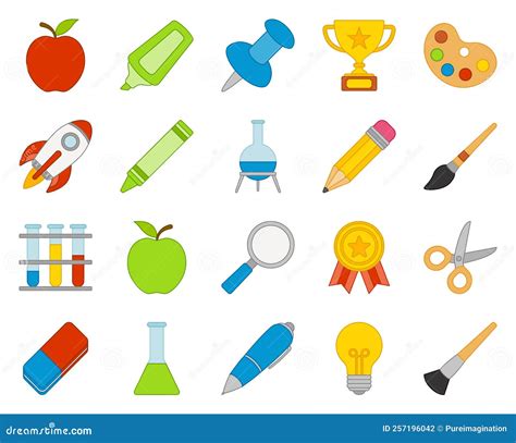 Set of Cute School Supplies Stock Vector - Illustration of education, lamp: 257196042