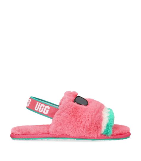 Ugg Kids Pink Fluff Yeah Watermelon Slides Harrods Uk