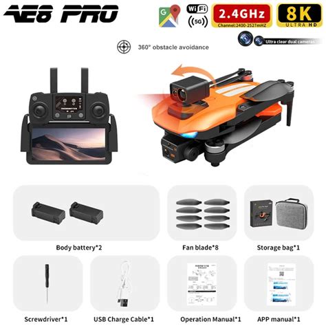 Ae8 Pro Max Drone Brushless Gps Drone 360° Obstacle Avoidance Automatic