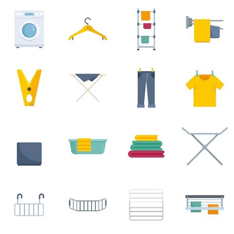 Premium Vector Tumble Dryer Icons Set Flat Set Of Tumble Dryer