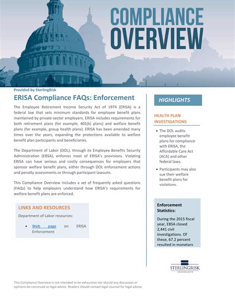 Compliance Overview Erisa Compliance Faqs Enforcement Pdf