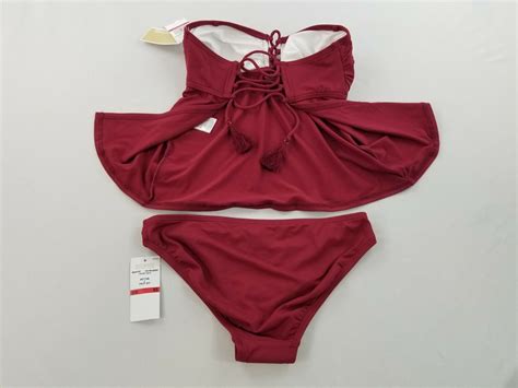 New Michael Kors Women Swimwear Swimming Suit 2pc Mm3n105t Cruise Red Sz Xs 118 Ebay